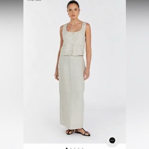 Dissh Linen skirt and OSCAR NATURAL SCOOP NECK LINEN VEST